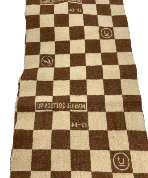 UNDERCOVER（アンダーカバー）UNDERCOVER (アンダーカバー) FRAGMENT DESIGN (フラグメントデザイン) E2-E4 カシミヤストール ブラウン×ベージュの古着・服飾アイテム