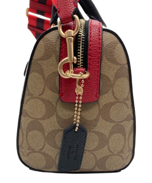 COACH（コーチ）COACH (コーチ) PEANUTS (ピーナッツ) ローアン サッチェル 2WAY ボストンバッグ ホワイト×レッドの古着・服飾アイテム