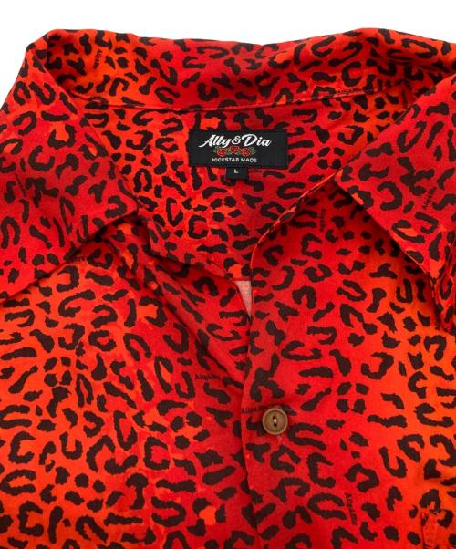 ALLY & DIA（アリーアンドダイア）ALLY & DIA (アリーアンドダイア) LEOPARD ALLOVER S/S SHIRTS / レオパードオールオーバーS/Sシャツ レッド×ブラック サイズ:SIZE Lの古着・服飾アイテム
