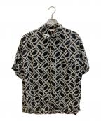 DEL MAR SPORTSWEAR×JOURNAL STANDARDデルマースポーツウエアー×ジャーナルスタンダード）の古着「オープンカラー レーヨンシャツ」｜ブラック×ホワイト