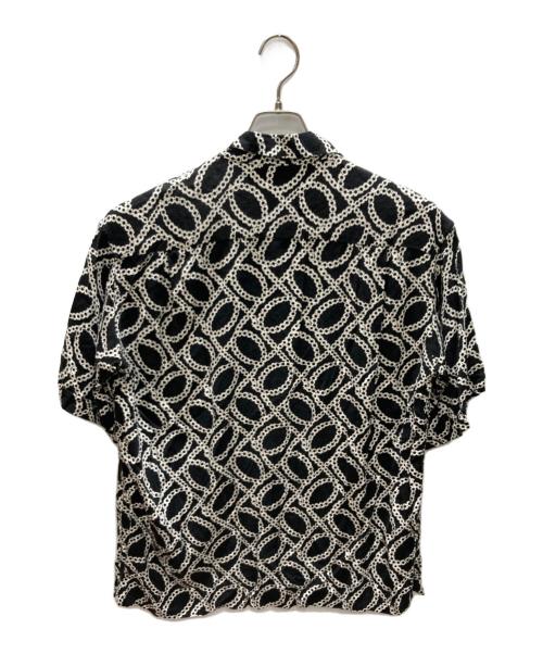 DEL MAR SPORTSWEAR（デルマースポーツウエアー）DEL MAR SPORTSWEAR (デルマースポーツウエアー) JOURNAL STANDARD (ジャーナルスタンダード) オープンカラー レーヨンシャツ ブラック×ホワイト サイズ:Lの古着・服飾アイテム