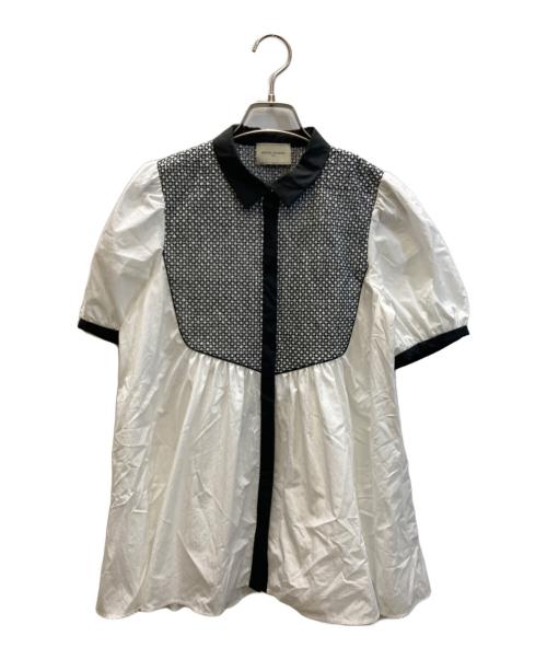 UNITED ARROWS（ユナイテッドアローズ）UNITED ARROWS (ユナイテッドアローズ) エンブロイダリー コンビ ショートスリーブ ブラウス ホワイト サイズ:FREEの古着・服飾アイテム