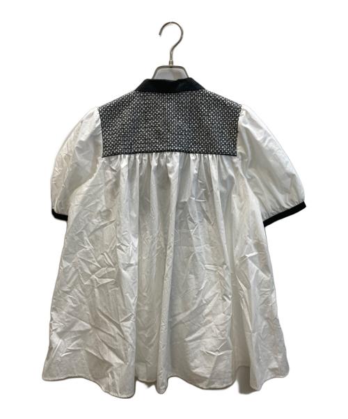 UNITED ARROWS（ユナイテッドアローズ）UNITED ARROWS (ユナイテッドアローズ) エンブロイダリー コンビ ショートスリーブ ブラウス ホワイト サイズ:FREEの古着・服飾アイテム
