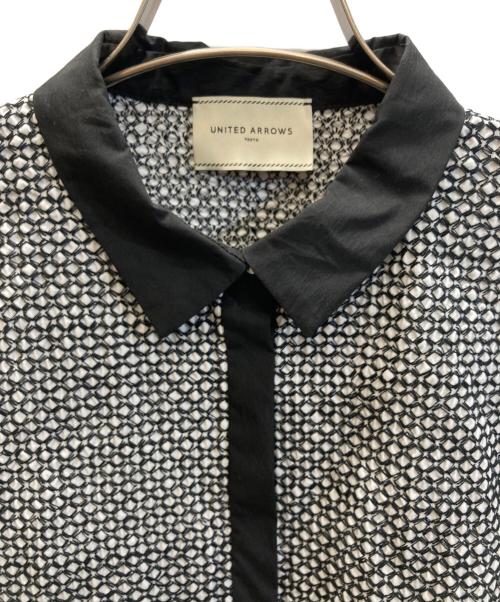 UNITED ARROWS（ユナイテッドアローズ）UNITED ARROWS (ユナイテッドアローズ) エンブロイダリー コンビ ショートスリーブ ブラウス ホワイト サイズ:FREEの古着・服飾アイテム