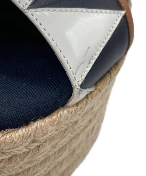 MARNI（マルニ）MARNI (マルニ) レザー トライバル ジオメトリック ウエッジソール クロスサンダル ブラック×ベージュ サイズ:サイズ詳細参照の古着・服飾アイテム