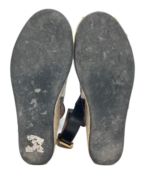 MARNI（マルニ）MARNI (マルニ) レザー トライバル ジオメトリック ウエッジソール クロスサンダル ブラック×ベージュ サイズ:サイズ詳細参照の古着・服飾アイテム