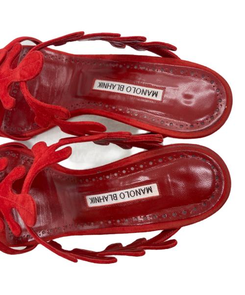 Manolo Blahnik（マノロブラニク）Manolo Blahnik (マノロブラニク) Hidrag 50 red suede sandals /  レッド サイズ:SIZE 38の古着・服飾アイテム