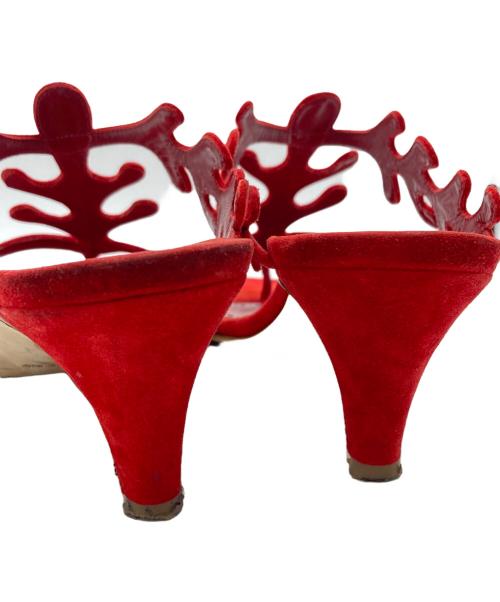 Manolo Blahnik（マノロブラニク）Manolo Blahnik (マノロブラニク) Hidrag 50 red suede sandals /  レッド サイズ:SIZE 38の古着・服飾アイテム