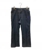 Needlesニードルズ）の古着「Boot-Cut Jean パピヨン刺繍 ブーツカット フレア スラックス」｜ブラック