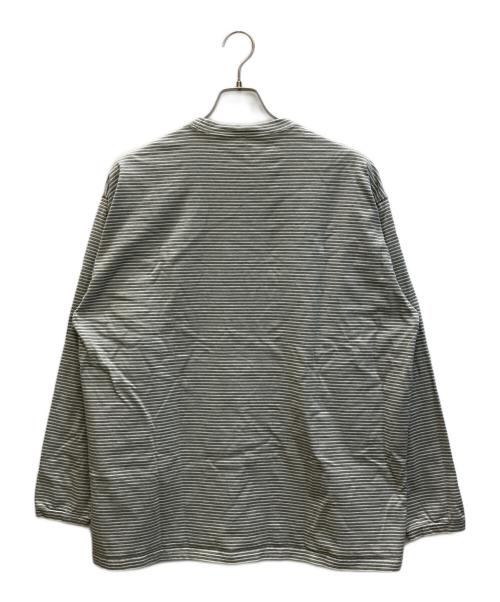 STEVEN ALAN（スティーブンアラン）STEVEN ALAN (スティーブンアラン) オーガニックコットン ボーダー ロングスリーブ Tシャツ グリーン サイズ:SIZE XLの古着・服飾アイテム