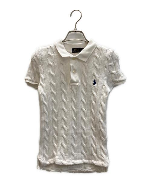 POLO RALPH LAUREN（ポロ・ラルフローレン）POLO RALPH LAUREN (ポロ・ラルフローレン) ケーブルニットポロシャツ ホワイト サイズ:XSの古着・服飾アイテム