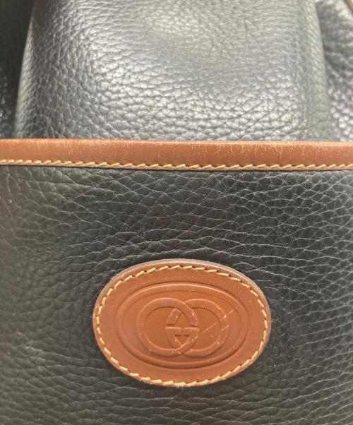 GUCCI（グッチ）GUCCI (グッチ) 巾着ショルダーバッグ ブラック×ブラウンの古着・服飾アイテム