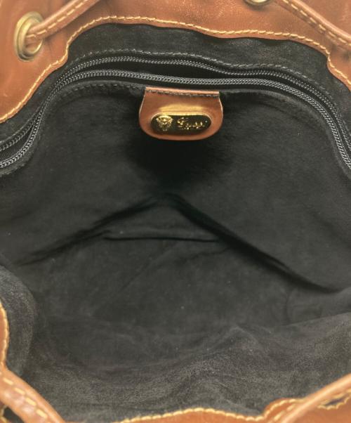 GUCCI（グッチ）GUCCI (グッチ) 巾着ショルダーバッグ ブラック×ブラウンの古着・服飾アイテム