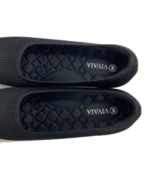 VIVAIA（ビバイア）VIVAIA (ビバイア) スクエアトゥ ニット ヒールパンプス ブラック サイズ:SIZE 36.5の古着・服飾アイテム