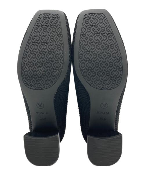 VIVAIA（ビバイア）VIVAIA (ビバイア) スクエアトゥ ニット ヒールパンプス ブラック サイズ:SIZE 36.5の古着・服飾アイテム