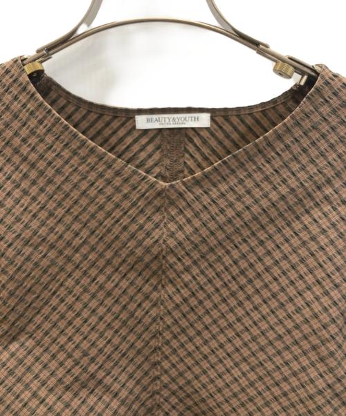 BEAUTY&YOUTH（ビューティーアンドユース）BEAUTY&YOUTH (ビューティーアンドユース) サイドギャザーノースリーブプルオーバー ブラウン サイズ:FREEの古着・服飾アイテム