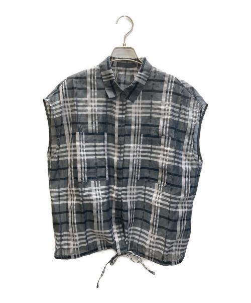 journal standard luxe（ジャーナルスタンダード ラックス）journal standard luxe (ジャーナルスタンダード ラックス) シアードビーチェックフレンチスリーブシャツ ブラック サイズ:FREEの古着・服飾アイテム