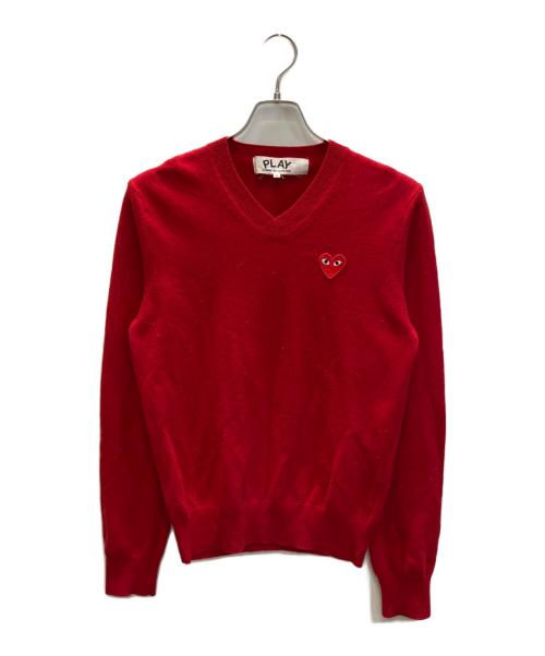 PLAY COMME des GARCONS（プレイコムデギャルソン）PLAY COMME des GARCONS (プレイコムデギャルソン) V-NECK PULLOVER / ハートロゴ Vネックプルオーバー レッド サイズ:SIZE Sの古着・服飾アイテム