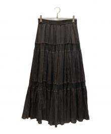 MICA&DEAL（マイカアンドディール）の古着「楊柳ギャザーレーススカート」｜ブラウン