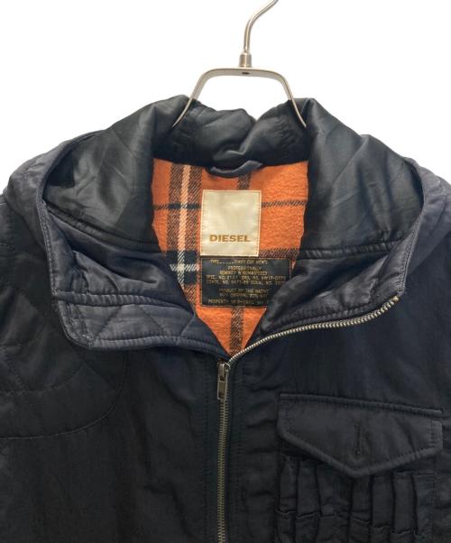 DIESEL（ディーゼル）DIESEL (ディーゼル) ミリタリー ナイロン フーデットジャケット ブラック サイズ:SIZE Lの古着・服飾アイテム