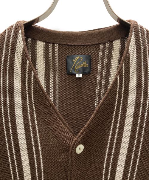 Needles（ニードルズ）Needles (ニードルズ) V Neck Cardigan Purl Stitch（ブイネック カーディガン パール ステッチ） ブラウン サイズ:Mの古着・服飾アイテム