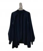 ENFOLDエンフォルド）の古着「PE DOUBLE CROSS HIGH NECK BLOUSE」｜ブラック