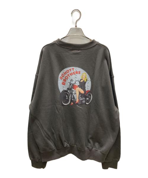Schott（ショット）Schott (ショット) プリント スウェット ブラウン サイズ:2XLの古着・服飾アイテム