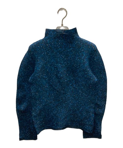 me ISSEY MIYAKE（ミーイッセイ ミヤケ）me ISSEY MIYAKE (ミーイッセイ ミヤケ) タートルプリーツカットソー ブルー×ブラック サイズ:FREEの古着・服飾アイテム