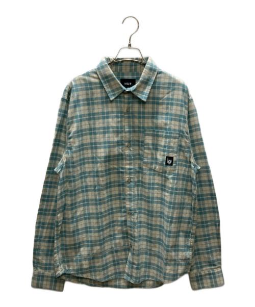 HUF（ハフ）HUF (ハフ) MODAL LS PLAID SHIRT ブルー×ベージュ サイズ:Mの古着・服飾アイテム