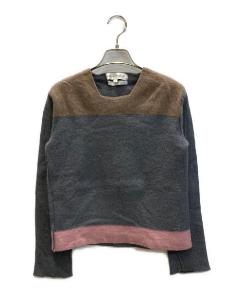 COMME des GARCONS SHIRT（コムデギャルソンシャツ）COMME des GARCONS SHIRT (コムデギャルソンシャツ) スクエアネックニット グレー×ブラウン サイズ:Sの古着・服飾アイテム
