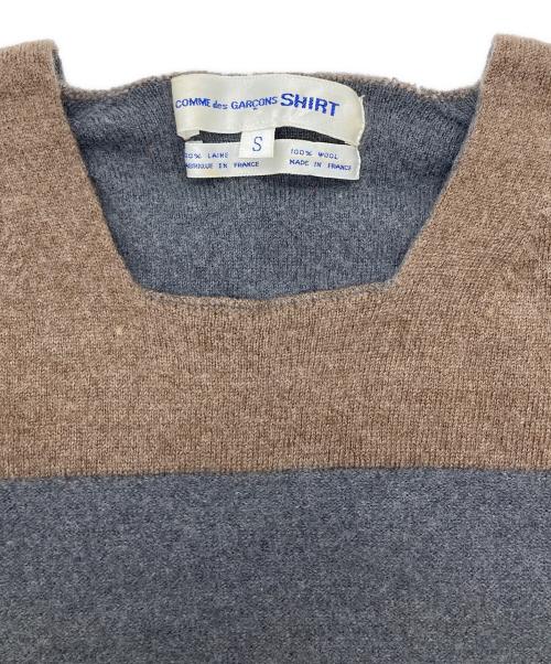 COMME des GARCONS SHIRT（コムデギャルソンシャツ）COMME des GARCONS SHIRT (コムデギャルソンシャツ) スクエアネックニット グレー×ブラウン サイズ:Sの古着・服飾アイテム