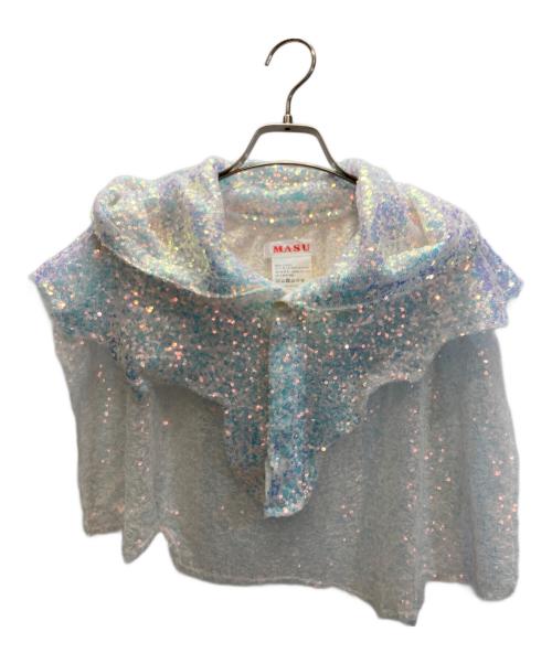 masu（エムエーエスユー）MASU (エムエーエスユー) RAGGED SEQUINS MINI CAPE ホワイト サイズ:FREEの古着・服飾アイテム