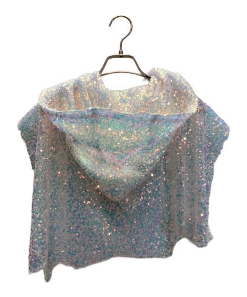 masu（エムエーエスユー）MASU (エムエーエスユー) RAGGED SEQUINS MINI CAPE ホワイト サイズ:FREEの古着・服飾アイテム