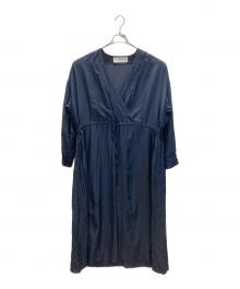 THIRD MAGAZINE（サードマガジン）の古着「シルク混カシュクールシアーワンピース」｜ネイビー