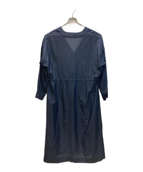 THIRD MAGAZINE（サードマガジン）THIRD MAGAZINE (サードマガジン) シルク混カシュクールシアーワンピース ネイビー サイズ:表記無しの古着・服飾アイテム
