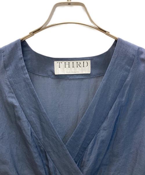 THIRD MAGAZINE（サードマガジン）THIRD MAGAZINE (サードマガジン) シルク混カシュクールシアーワンピース ネイビー サイズ:表記無しの古着・服飾アイテム