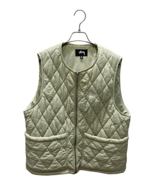 stussy（ステューシー）stussy (ステューシー) DIAMOND QUILTED VEST ダイアモンド キルティングベスト グリーン サイズ:Mの古着・服飾アイテム
