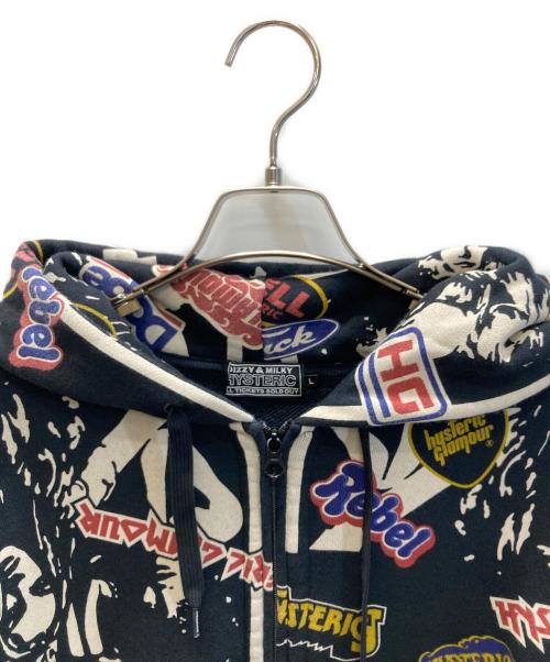 Hysteric Glamour（ヒステリックグラマー）Hysteric Glamour (ヒステリックグラマー) 4GIRLS柄 ジップパーカー ブラック サイズ:Ⅼの古着・服飾アイテム