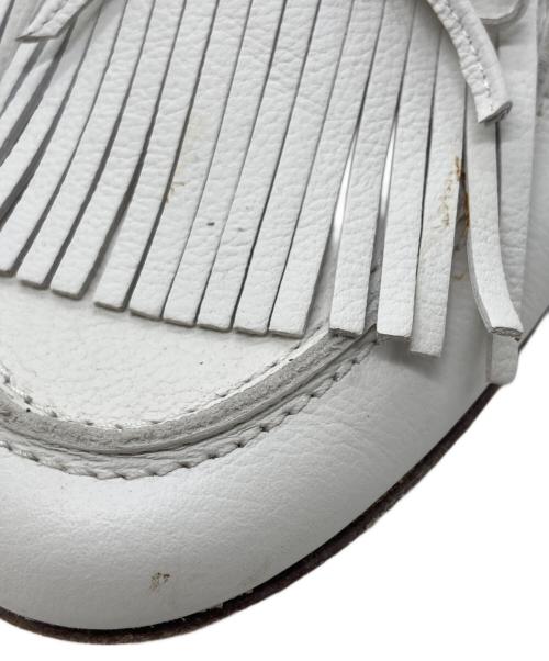 luca grossi（ルカグロッシ）Luca Grossi (ルカグロッシ) リボンキルトローファー ホワイト サイズ:35 1/2の古着・服飾アイテム