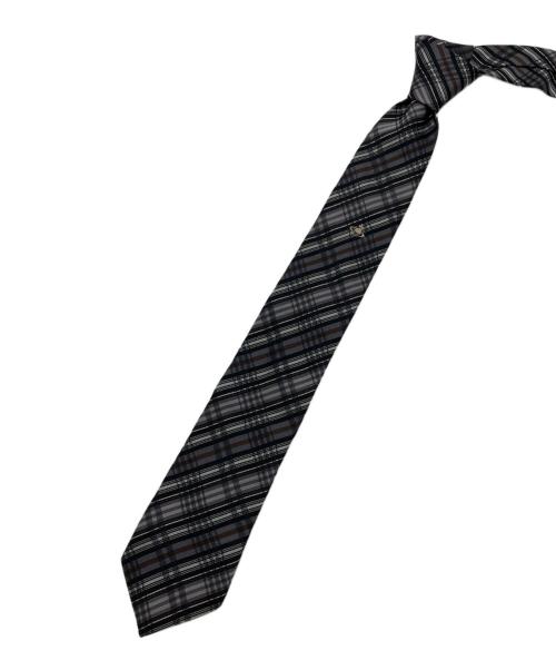 Vivienne Westwood（ヴィヴィアンウエストウッド）Vivienne Westwood (ヴィヴィアンウエストウッド) オーブ刺繍チェックネクタイ グレー サイズ:表記無しの古着・服飾アイテム