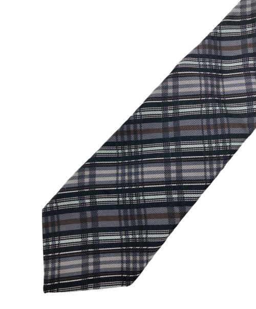 Vivienne Westwood（ヴィヴィアンウエストウッド）Vivienne Westwood (ヴィヴィアンウエストウッド) オーブ刺繍チェックネクタイ グレー サイズ:表記無しの古着・服飾アイテム