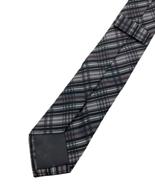 Vivienne Westwood（ヴィヴィアンウエストウッド）Vivienne Westwood (ヴィヴィアンウエストウッド) オーブ刺繍チェックネクタイ グレー サイズ:表記無しの古着・服飾アイテム
