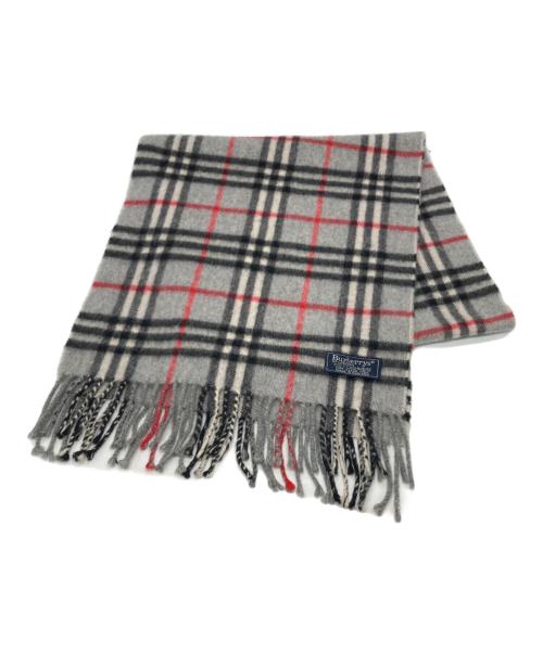 Burberry's（バーバリー）Burberry's (バーバリーズ) カシミヤチェックマフラー グレーの古着・服飾アイテム