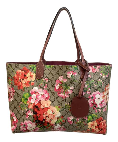 GUCCI（グッチ）GUCCI (グッチ) GGブルームス リバーシブルトートバッグ ブラウンの古着・服飾アイテム