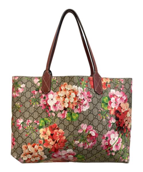 GUCCI（グッチ）GUCCI (グッチ) GGブルームス リバーシブルトートバッグ ブラウンの古着・服飾アイテム