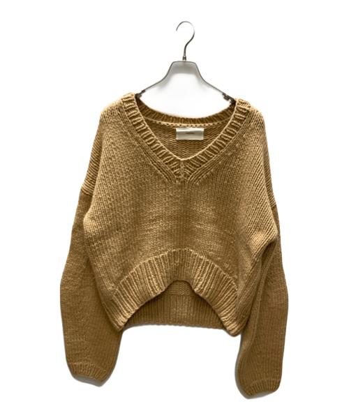 TODAYFUL（トゥデイフル）TODAYFUL (トゥデイフル) Vネックヘンリーニット ベージュ サイズ:FREEの古着・服飾アイテム