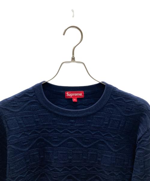 SUPREME（シュプリーム）SUPREME (シュプリーム) Cotton Jacquard Sweater コットンジャガードシュプリーム ネイビー サイズ:Sの古着・服飾アイテム