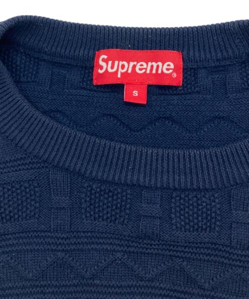 SUPREME（シュプリーム）SUPREME (シュプリーム) Cotton Jacquard Sweater コットンジャガードシュプリーム ネイビー サイズ:Sの古着・服飾アイテム