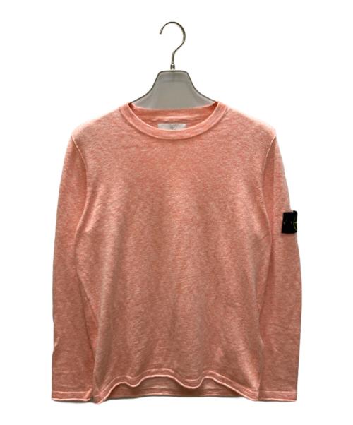 STONE ISLAND（ストーンアイランド）STONE ISLAND (ストーンアイランド) Crew neck cotton nylon knit ピンク サイズ:Lの古着・服飾アイテム