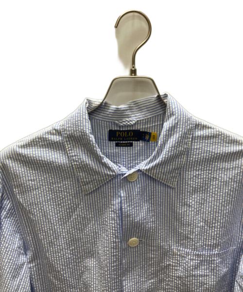 POLO RALPH LAUREN（ポロ・ラルフローレン）POLO RALPH LAUREN (ポロ・ラルフローレン) シアサッカーストライプジャケット ブルー×ホワイト サイズ:Sの古着・服飾アイテム